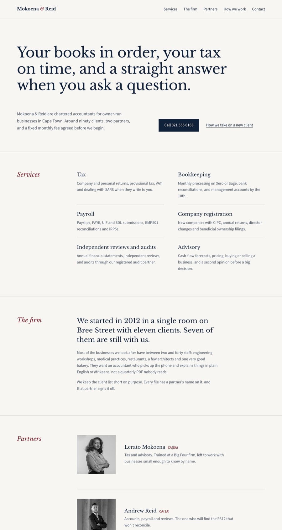 Professional services website design preview