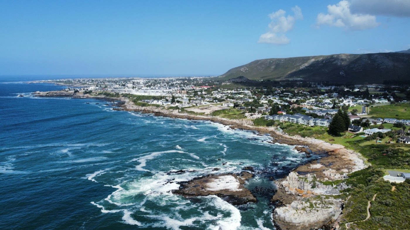 The Hermanus coastline and Walker Bay seen from the air